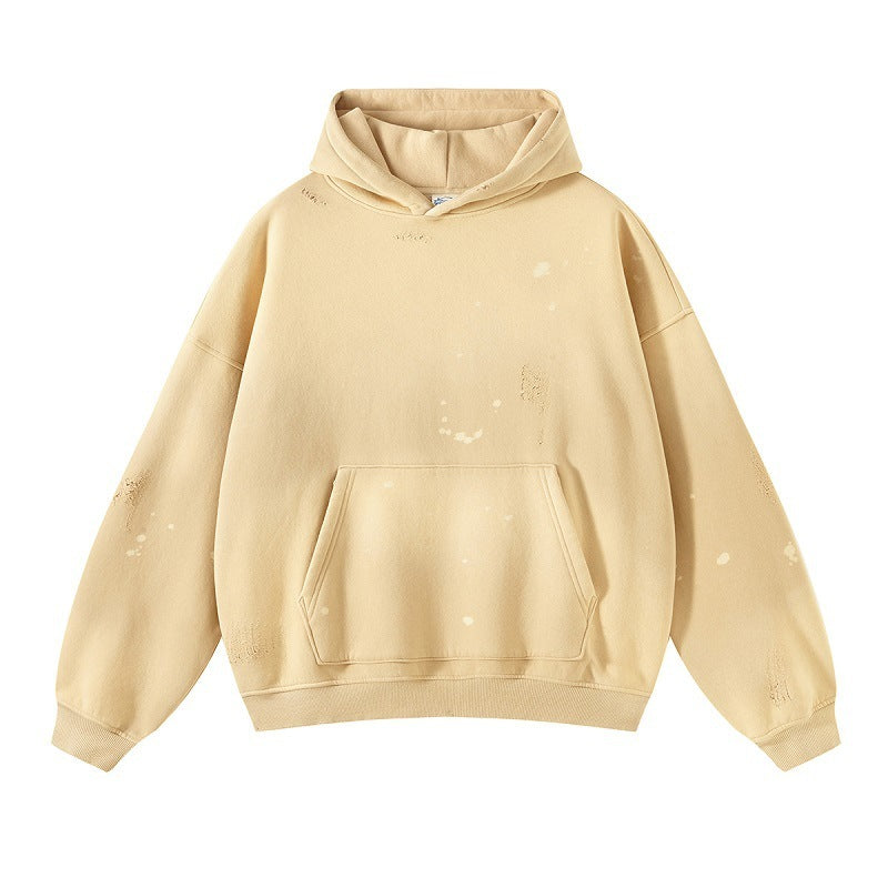 Splash-ink Washed Damaged Thickened Hoodie Sweater For Men And Women