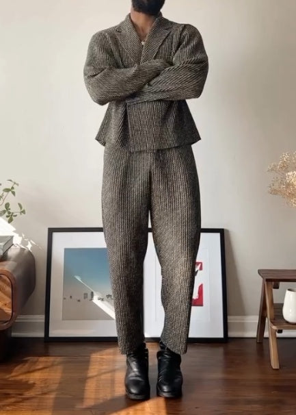 Men's Plaid Two-Piece Suit-Slim Fit Blazer And Trousers