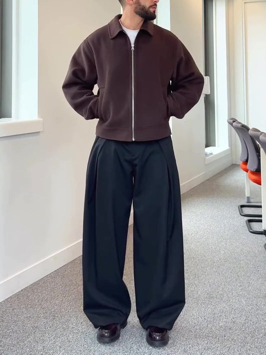 Brown Zip-Up Long Sleeve Jacket