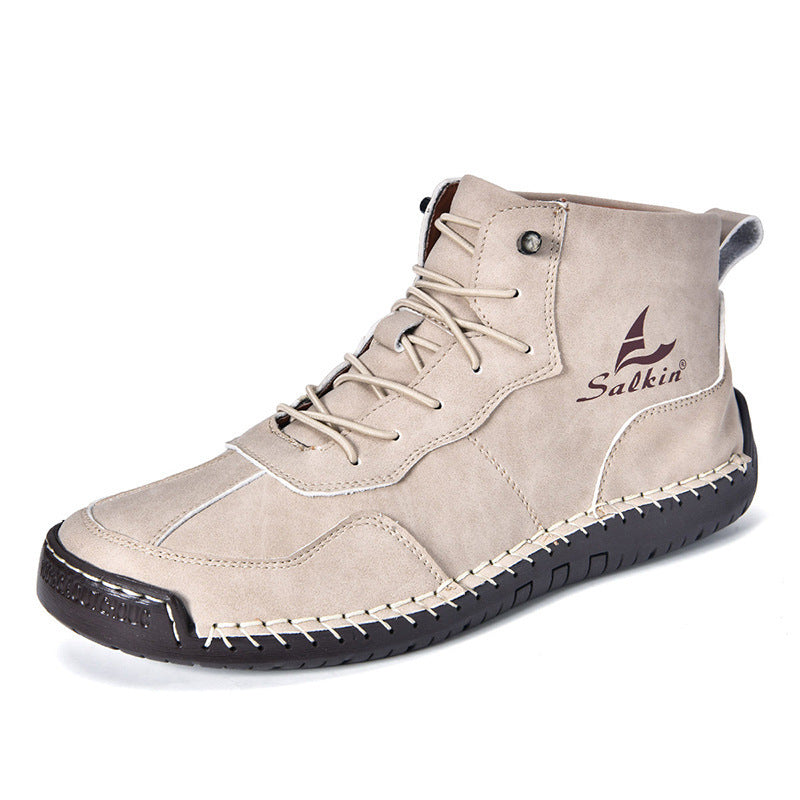 Leather Shoes High-top Retro Casual Boots