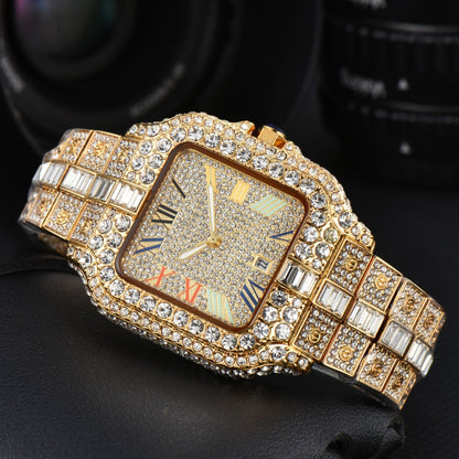 Men's Square Fashion Trend Full Diamond Watch