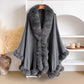 Oversized Loose Irregular Fur Collar Cape Shawl