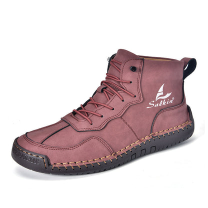 Leather Shoes High-top Retro Casual Boots