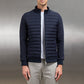 Lightweight Stand Collar Coat For Men Fashion Stitching Knitted Jacket Winter Outwear