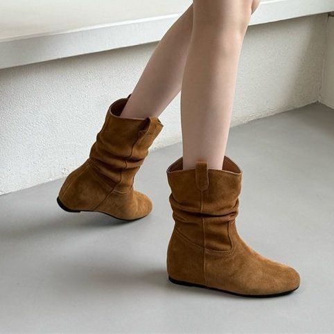 French Retro Autumn And Winter New Frosted High Sleeve Western Cowboy Boot Women