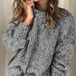 Winter Polka Dot Pullover Knitted Sweater Fashion Solid Color Loose Long Sleeve Top Women's Clothing