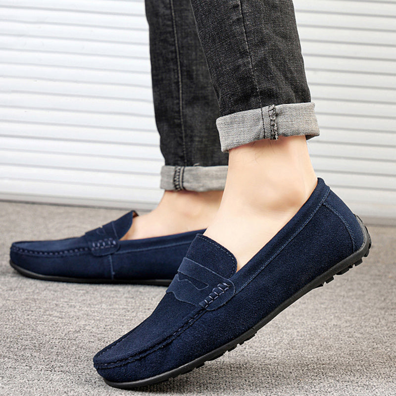 Men's Solid Color Suede Loafers Breathable Comfort Slip-on Flat Shoes