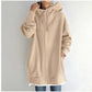 Oversized S-5XL Women Loose Hooded Coats Autumn Female Tie Collar Long Sleeve Zipper Up Add Velvet Long Sweatshirt