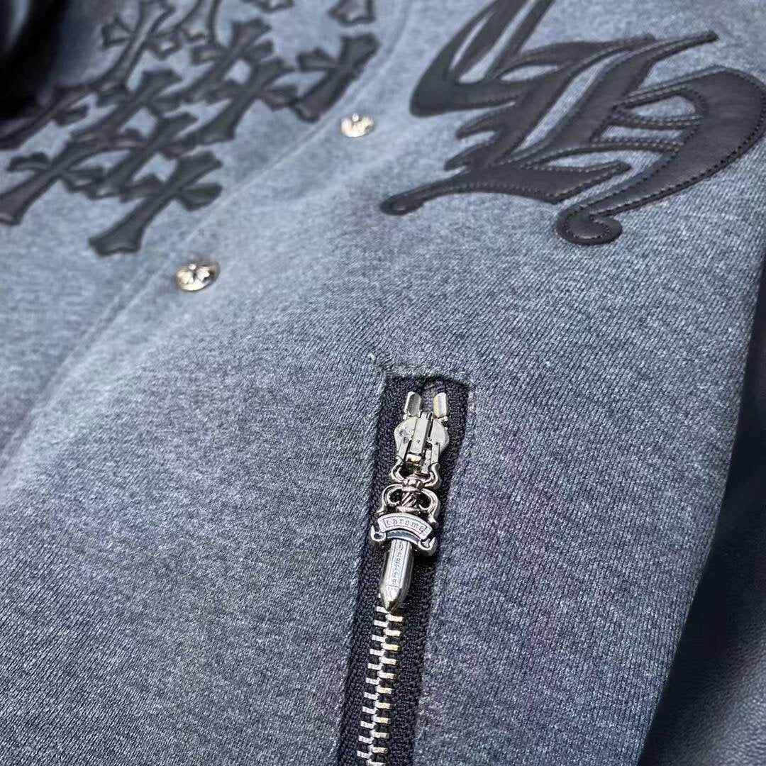 Sanskrit Cross Wool Leather Stitching Men's Jacket