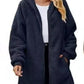 Loose Plush Women's Long Sleeve Hooded Zip Cardigan Coat