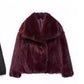 Winter Plush Coat Fashion Warm Thicken Fluffy Lapel Jacket Outwear Casual Long Sleeve Tops Womens Clothing
