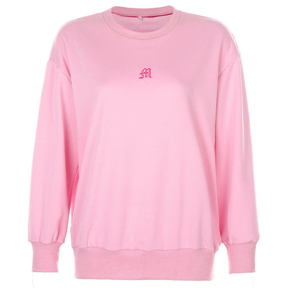 Solid color embroidered sweatshirt