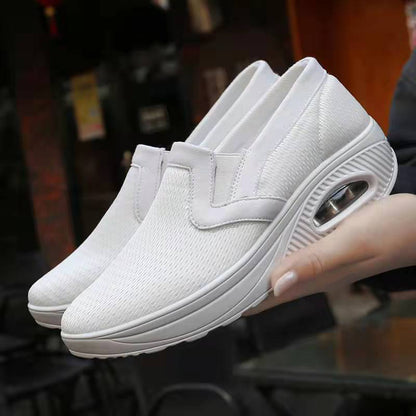 Women's Round Toe Breathable Mesh Wedge Heel Hollow Lightweight Casual Sports Shoes