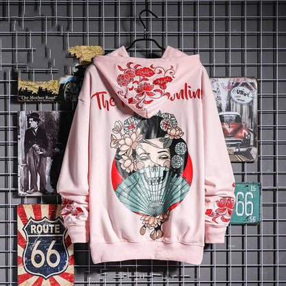 Men's hooded loose embroidered sweatshirt