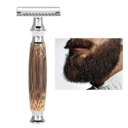 Double Edged Safety Razor with Long Natural Bamboo Handle Experience A Better Shave Grand slam Friendly Male Grooming