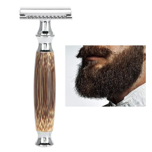 Double Edged Safety Razor with Long Natural Bamboo Handle Experience A Better Shave Grand slam Friendly Male Grooming