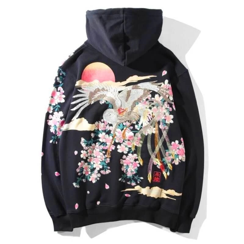Embroidered Phoenix Hoodie Sweatshirt