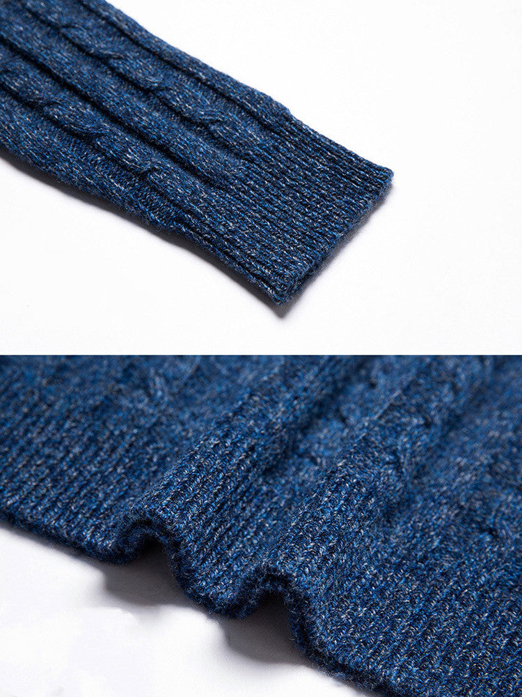 Men's Cashmere Sweater Zipper Collar Warm Sweater Thickened