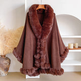 Oversized Loose Irregular Fur Collar Cape Shawl