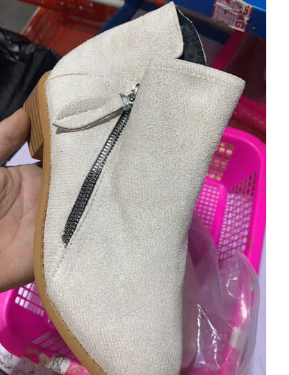 Chunky Heel Side Zip Mid-heel Ankle Boots