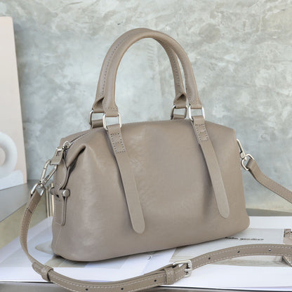 Top Layer Cowhide Ladies Bag Retro Easy Matching Pillow Bag