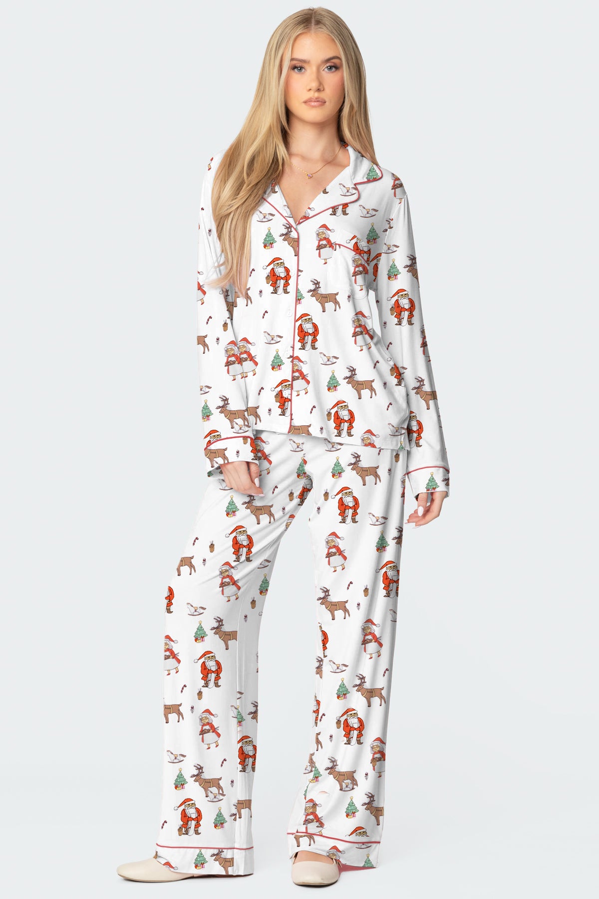 Christmas Printed Long-sleeved Trousers Autumn Ladies Home Leisure Suit