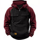 Fall Winter Retro Cargo Hoodies Men's Half Zipper Solid Warm Fleece Sweatshirts Multi Pockets Male Hooded Jackets Thick Outdoor Hooded