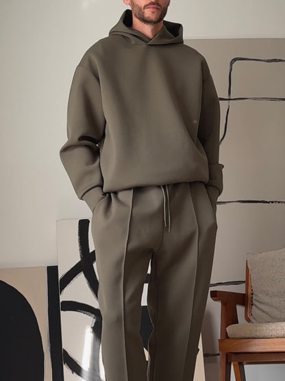 Men's Casual Hooded Sweatshirt & Elastic Waist Pants Set