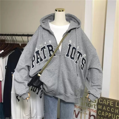 Heavy Industry Embroidered Letter Loose Hooded Jacket Sweatshirt