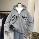 Heavy Industry Embroidered Letter Loose Hooded Jacket Sweatshirt