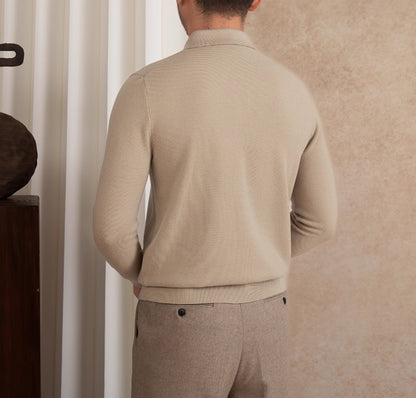 Slim-fit Cashmere Knitwear Lapel Long-sleeved T-shirt Casual Polo Shirt