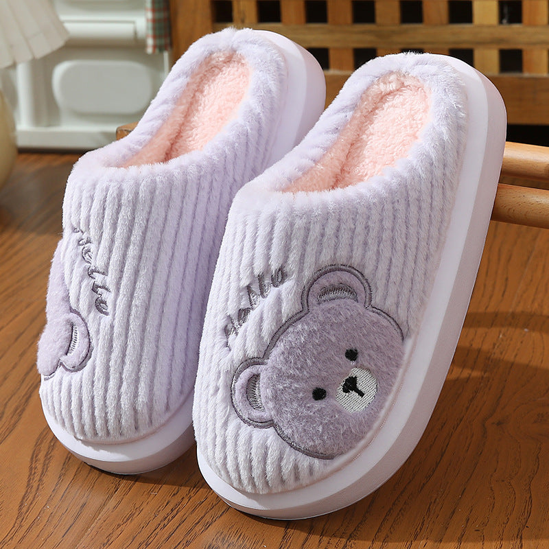 EVA Thick-soled Cotton Slippers Cartoon Bear Plush Cotton Slippers