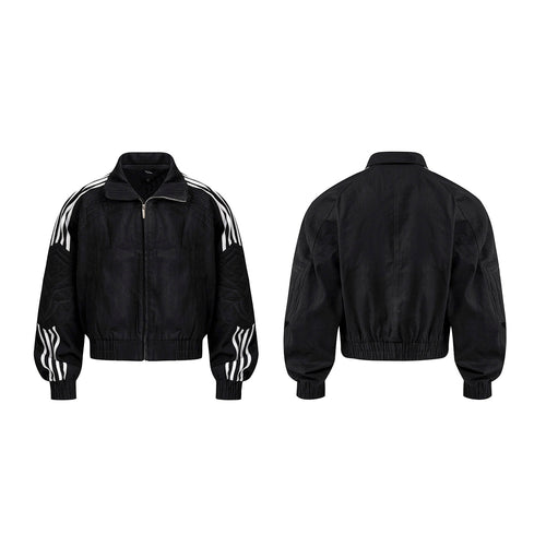 Men's Early Autumn Patchwork Stand-up Collar Cardigan Top Jacket