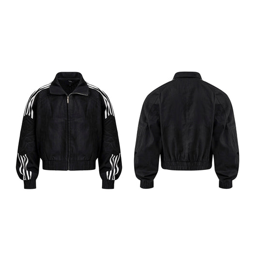 Men's Early Autumn Patchwork Stand-up Collar Cardigan Top Jacket