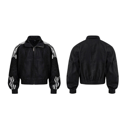 Men's Early Autumn Patchwork Stand-up Collar Cardigan Top Jacket