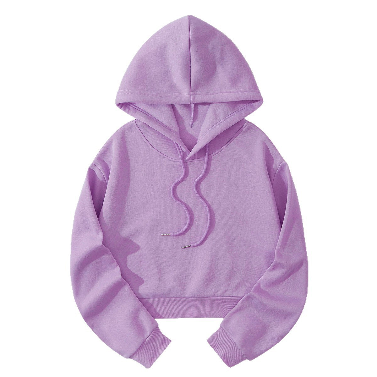 Autumn And Winter Fleece-lined Casual Short Cropped Hooded Sweatshirt