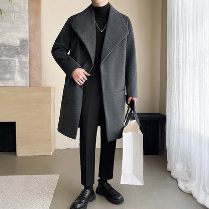 Men's Cotton-padded Mid-length Woolen Coat