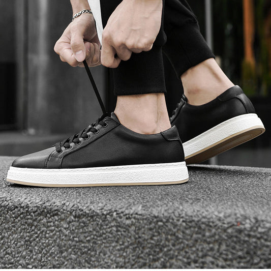 Men's Business Genuine Leather Lace-up Soft Bottom Platform Sneakers