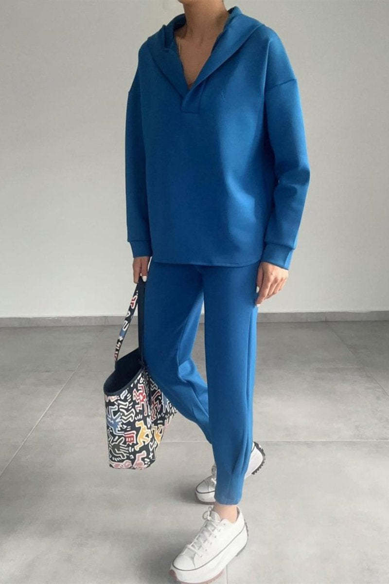 Commuting Casual Hooded Sweatshirt And Pants Two-piece Set