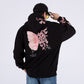 Plum Embroidered Fleece Hooded Sports Sweatshirt