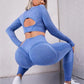 2pcs Sports Suits Long Sleeve Hollow Design Tops And Butt Lifting High Waist Seamless Fitness Leggings Sports Gym Sportswear Outfits Clothing - Babazayed