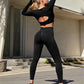 2pcs Sports Suits Long Sleeve Hollow Design Tops And Butt Lifting High Waist Seamless Fitness Leggings Sports Gym Sportswear Outfits Clothing - Babazayed