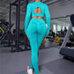 2pcs Sports Suits Long Sleeve Hollow Design Tops And Butt Lifting High Waist Seamless Fitness Leggings Sports Gym Sportswear Outfits Clothing - Babazayed