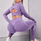 2pcs Sports Suits Long Sleeve Hollow Design Tops And Butt Lifting High Waist Seamless Fitness Leggings Sports Gym Sportswear Outfits Clothing - Babazayed