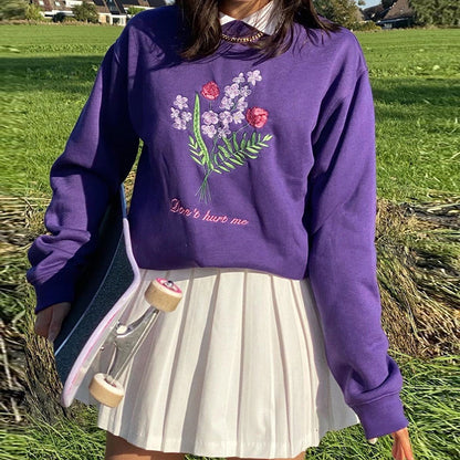 Embroidered Casual Loose Sweatshirt