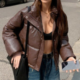 European And American Winter Disposable Leather Cotton-padded Jacket