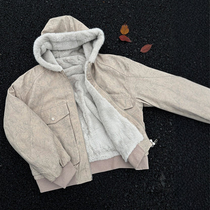 New Winter Mens Retro Marble-Textured Cotton Padded Jacket