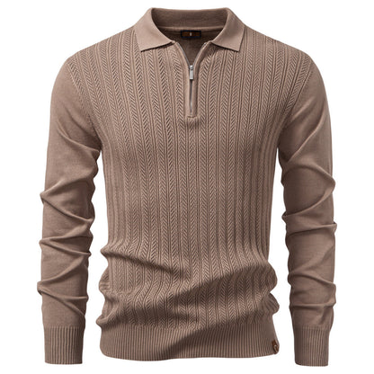Men's Business Casual Sweater Long Sleeve Half Zipper Sweater