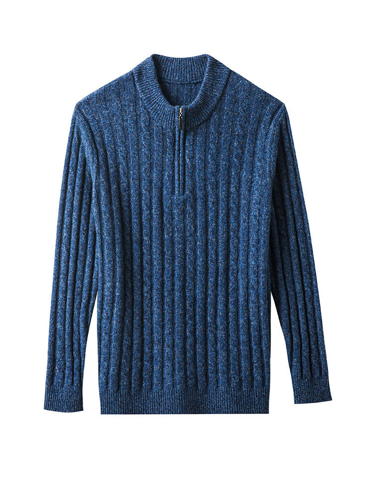 Men's Cashmere Sweater Zipper Collar Warm Sweater Thickened