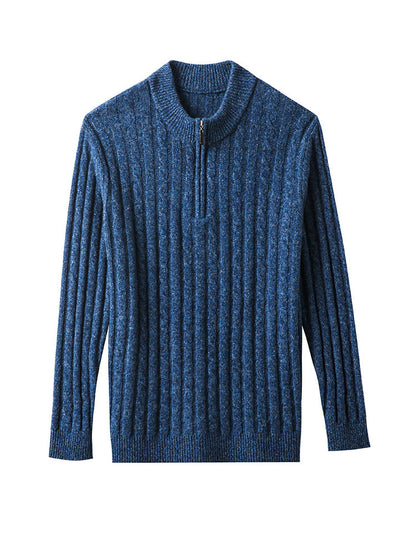 Men's Cashmere Sweater Zipper Collar Warm Sweater Thickened